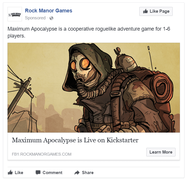 Advertising your Kickstarter on Facebook - Rock Manor Games